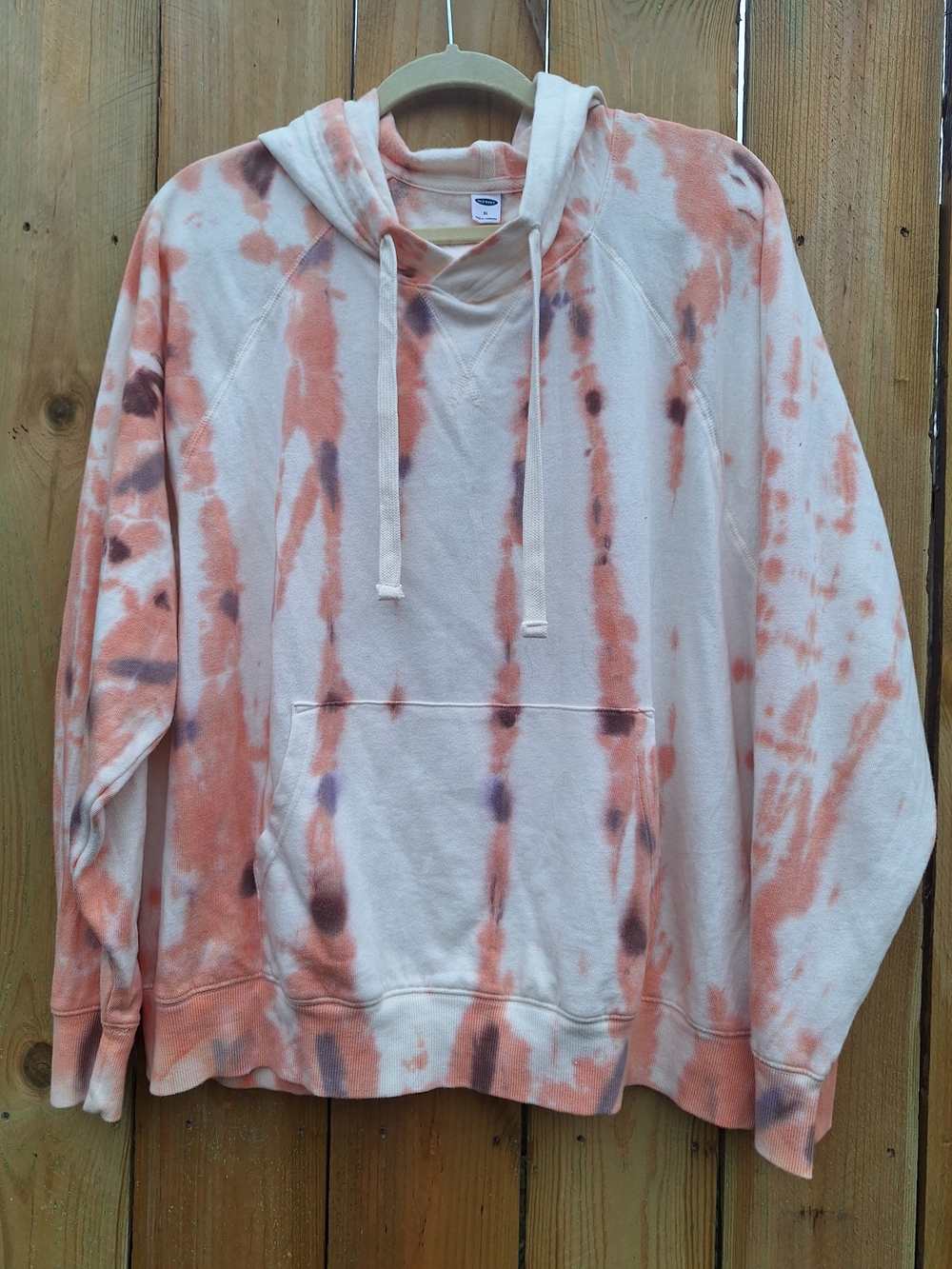 Old Navy Tie-Dye Hooded Sweatshirt - Peach, Purple, Cream Size XL